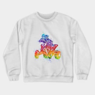 Four Wheeler Riding Girl Watercolor Silhouette Crewneck Sweatshirt